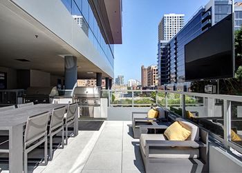 Grilling station with television